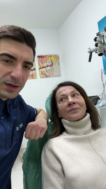 Doamna Maria — pacient All-on-6 sus + jos · 1 an după Dr. Alexandru Tatu